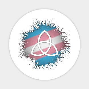 Paint Splatter Transgender Pride Flag Triquetra Symbol Magnet